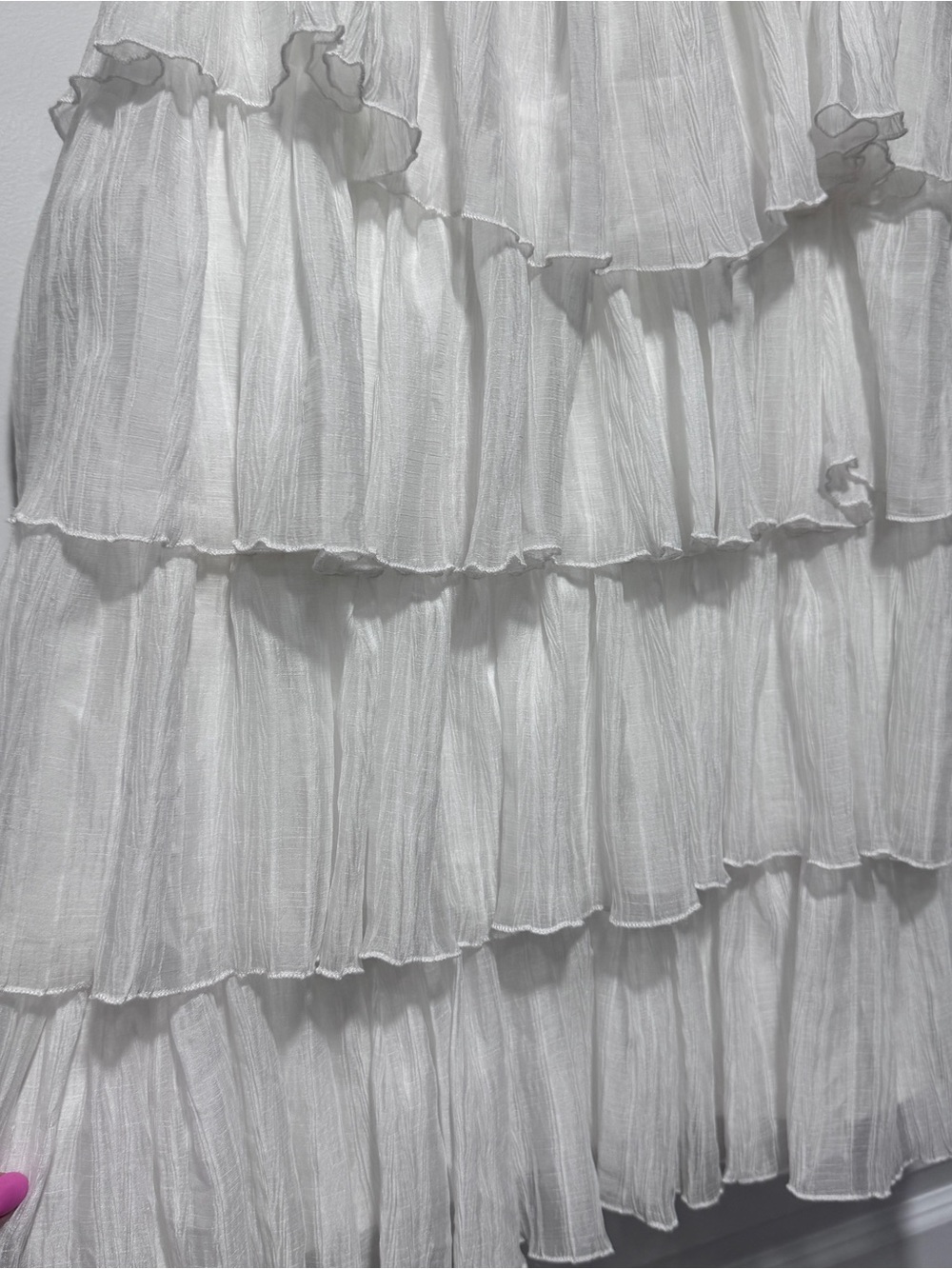 Lena White Tiered Spaghetti-Strap Mini Dress with Ruffled Layers - Picture 4 of 10
